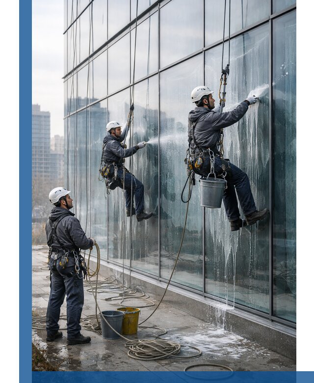 Промышленная мойка панорамных окон на высоте в Учалах