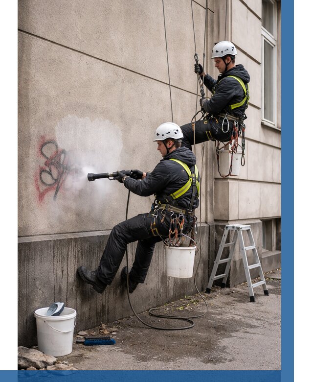 Удаление граффити с фасада в Учалах от 4575 р. | ВЫСОТНИК-Члы