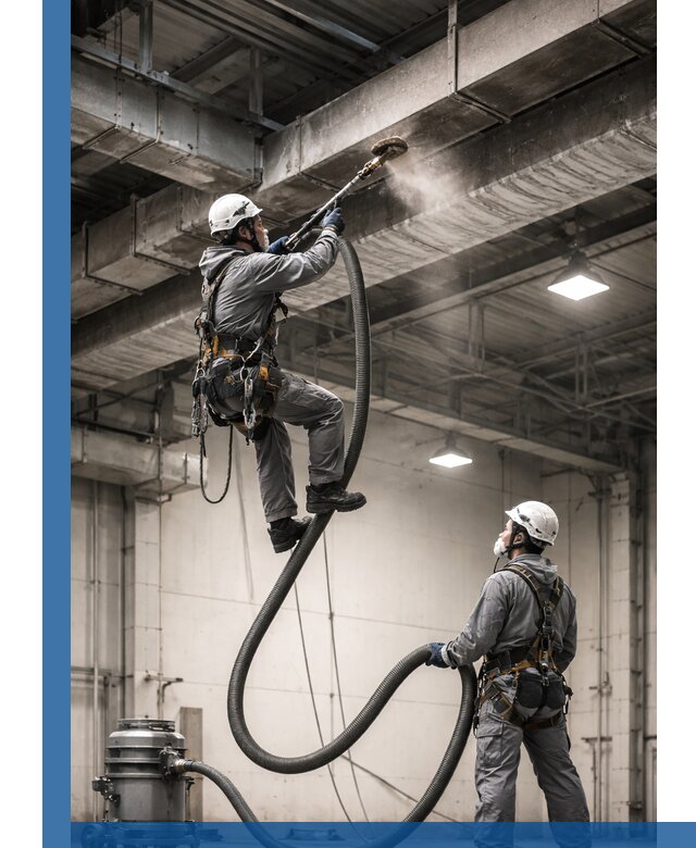 Обеспыливание потолочных конструкций в Учалах промышленным альпинизмом