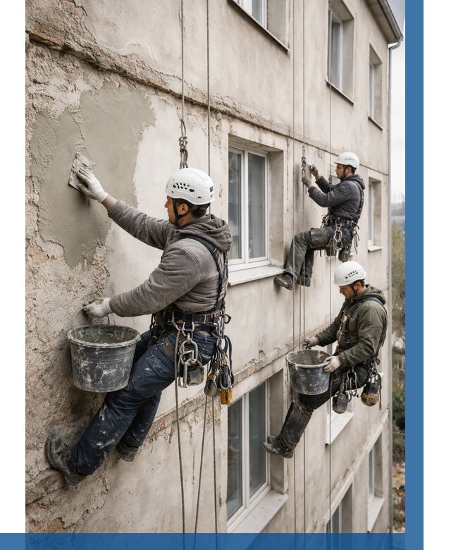 Ремонт штукатурного фасада в Учалах от 763 р. под ключ | ВЫСОТНИК-Члы