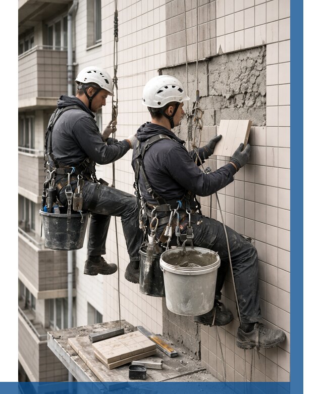 Ремонт облицовки фасада плиткой в Учалах от 1830 р. | ВЫСОТНИК-Члы