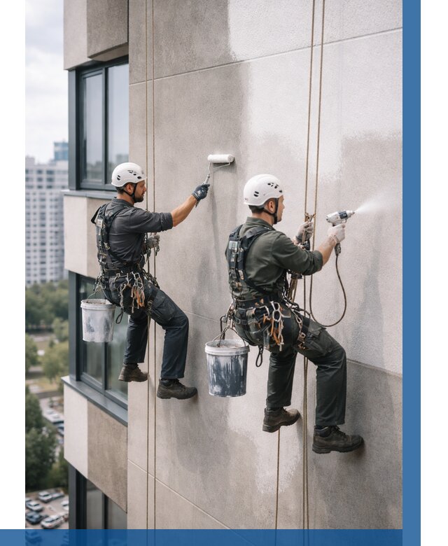 Покраска фасада альпинистами в Учалах от 305 р. | ВЫСОТНИК-Члы