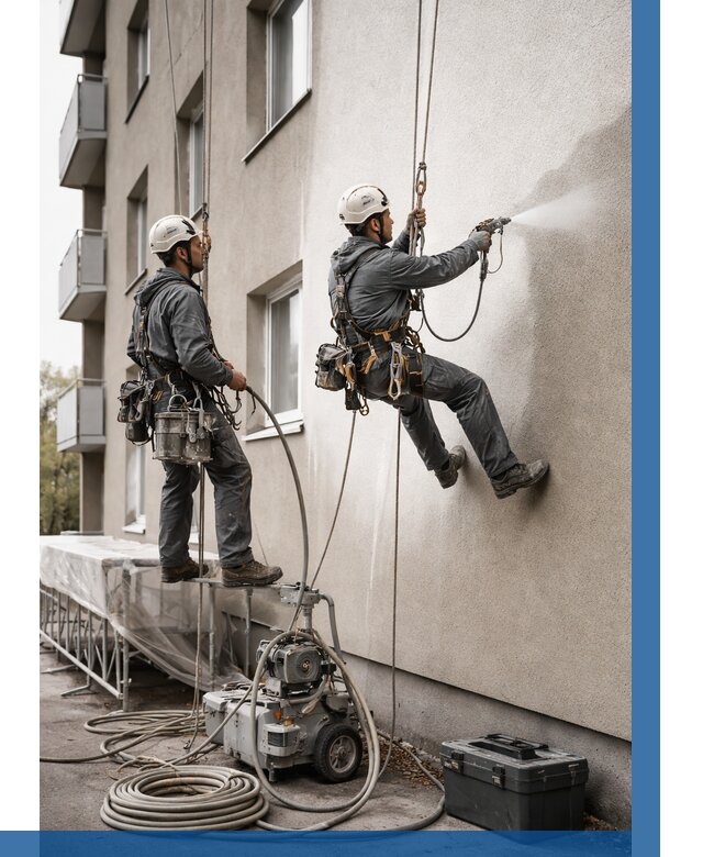 Безвоздушная покраска фасада в Учалах от 224 р/м² | ВЫСОТНИК-Члы