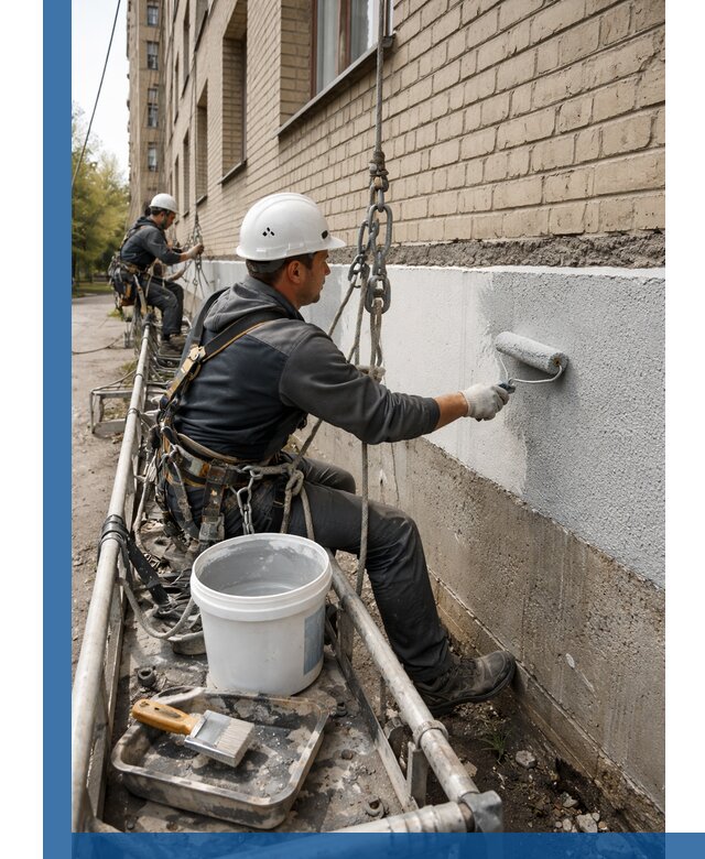 Окраска цоколя здания в Учалах профессионально и надежно