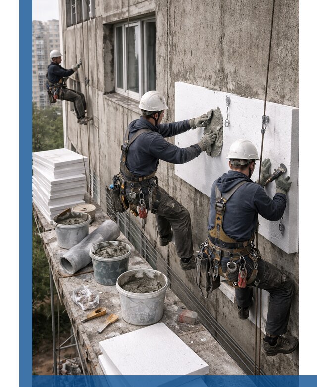 Утепление фасада пенополистиролом в Учалах под ключ