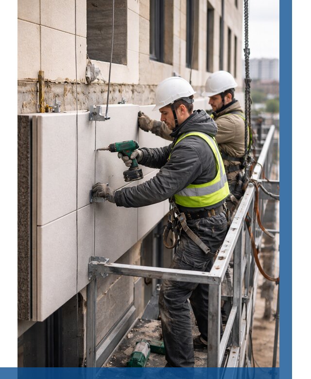 Монтаж фасадных термопанелей в Учалах от 1525 р. | ВЫСОТНИК-Члы