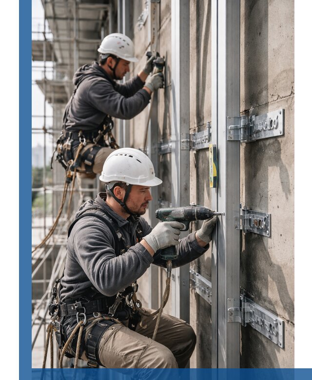 Монтаж и крепление подсистемы вентфасада в Учалах