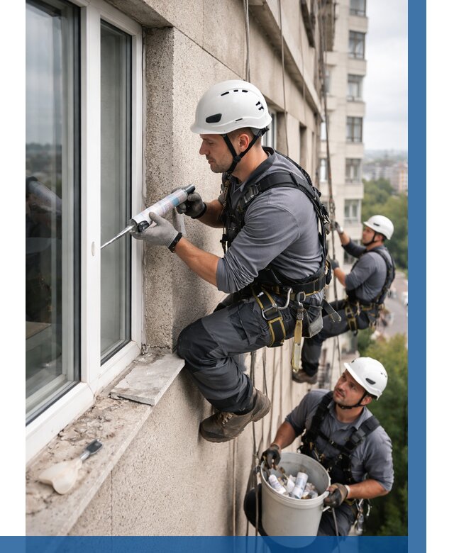 Герметизация оконных швов снаружи в Учалах от 1525 р. | ВЫСОТНИК-Члы