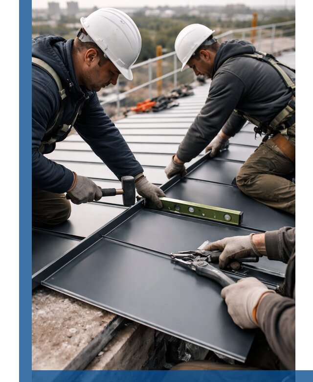 Монтаж фальцевой кровли в Учалах для промышленных зданий