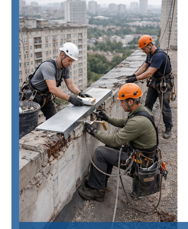 Ремонт парапета на кровле в Учалах, высотные работы с гарантией