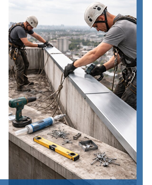 Монтаж парапетных крышек в Учалах от 813 р. | ВЫСОТНИК-Члы