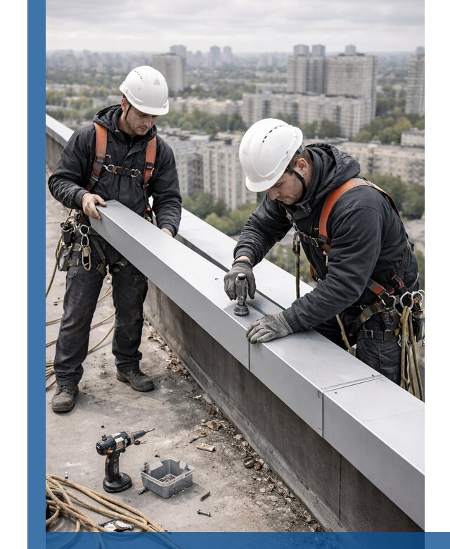 Монтаж парапетных крышек и ограждений кровли в Учалах