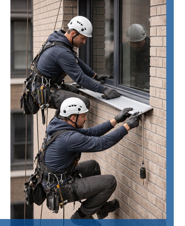 Монтаж оконных отливов под ключ в Учалах от 3558 р. | ВЫСОТНИК-Члы