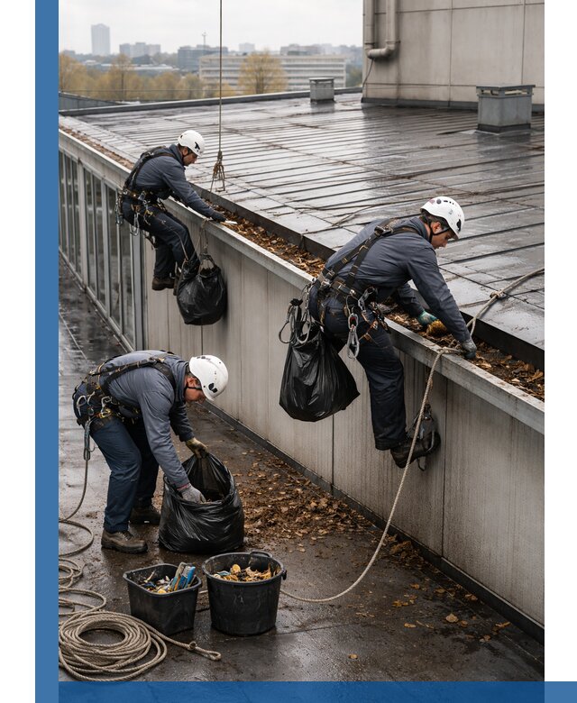 Очистка кровли по периметру в Учалах силами промышленных альпинистов