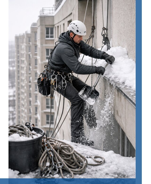 Очистка карнизов от снега в Учалах от 305 р. | ВЫСОТНИК-Члы