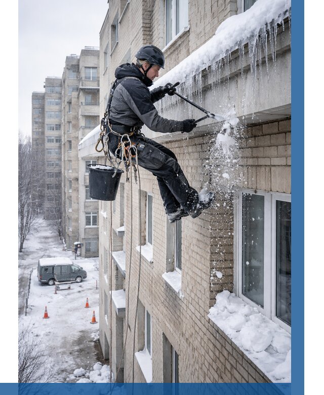 Удаление наледи с карнизов в Учалах от 356 р. | ВЫСОТНИК-Члы