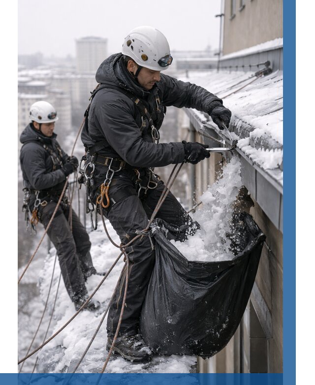 Аварийная очистка крыши в Учалах под ключ от 305 р. | ВЫСОТНИК-Члы