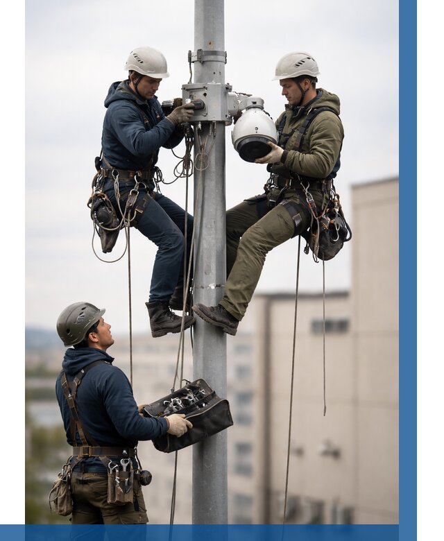 Установка видеокамер на мачте в Учалах от 8642 р. | ВЫСОТНИК-Члы