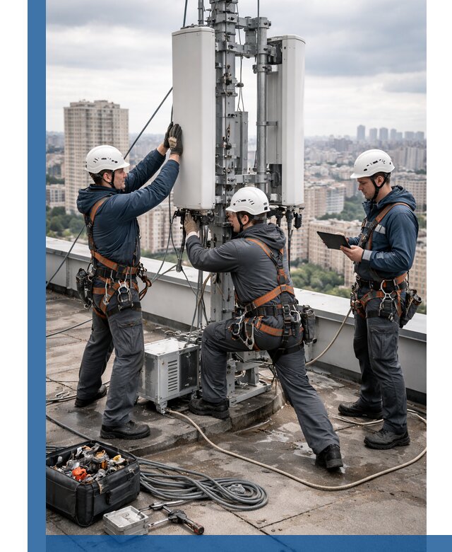 Монтаж антенн связи на крыше в Учалах с вводом в эксплуатацию