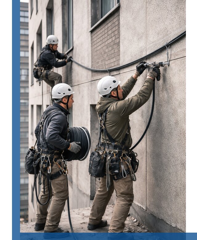 Прокладка кабеля по фасаду в Учалах, профессиональный монтаж