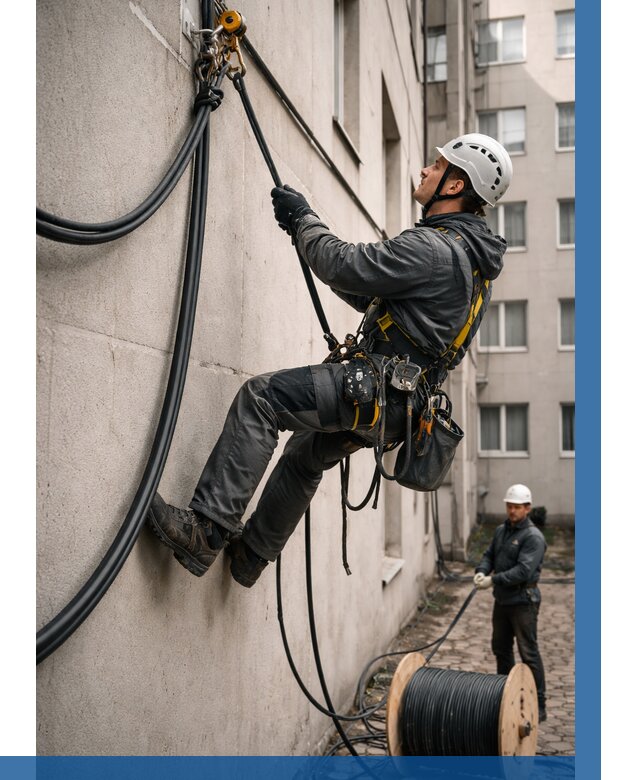 Протяжка кабеля питания на высоте в Учалах от 458 р. | ВЫСОТНИК-Члы