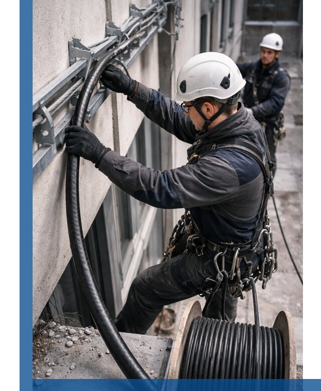 Протяжка кабеля питания на высоте в Учалах с гарантией безопасности и качества