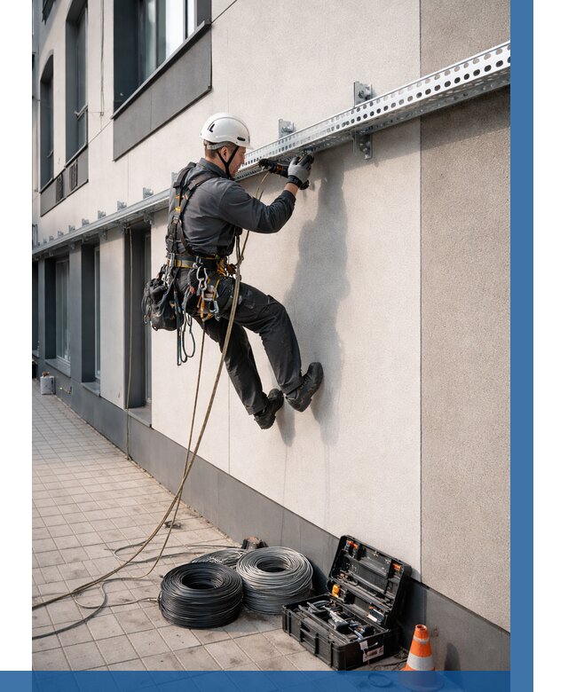 Монтаж кабельных лотков на фасаде в Учалах от 1220 р. | ВЫСОТНИК-Члы