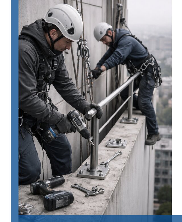 Монтаж перил на высоте в Учалах для жилых и промобъектов