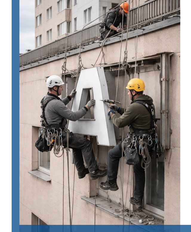Ремонт и восстановление наружных вывесок на высоте в Учалах