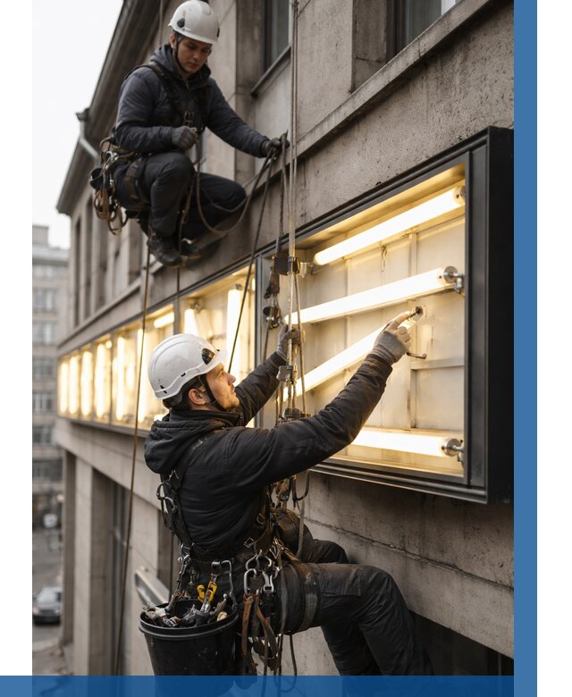 Замена ламп в вывеске в Учалах под ключ от 3558 р. | ВЫСОТНИК-Члы