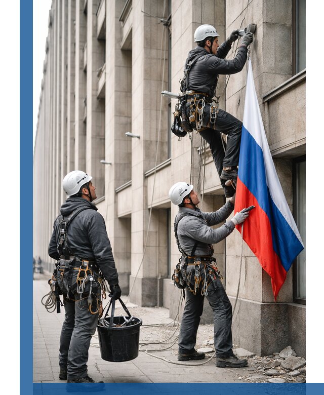 Профессиональная установка флагов на фасаде в Учалах