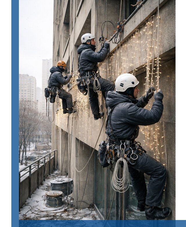 Монтаж новогодней иллюминации и украшение фасадов в Учалах