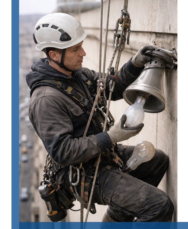 Замена ламп на высоте в Учалах профессионально и быстро