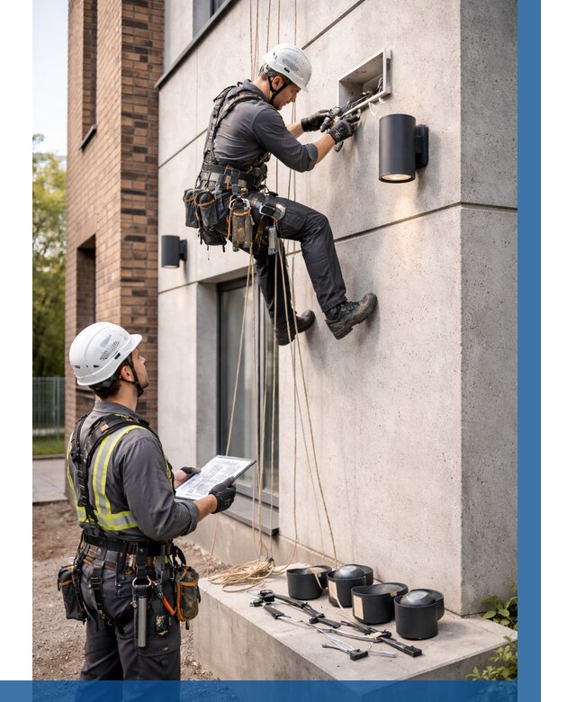 Монтаж фасадного освещения в Учалах от 2542 р. | ВЫСОТНИК-Члы