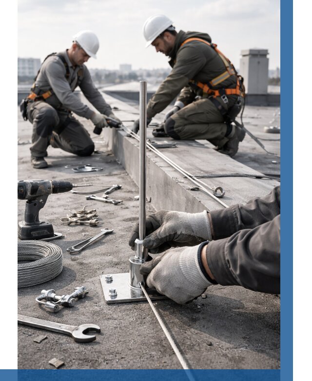 Монтаж молниезащиты на кровле в Учалах цена от 25418 р. | ВЫСОТНИК-Члы