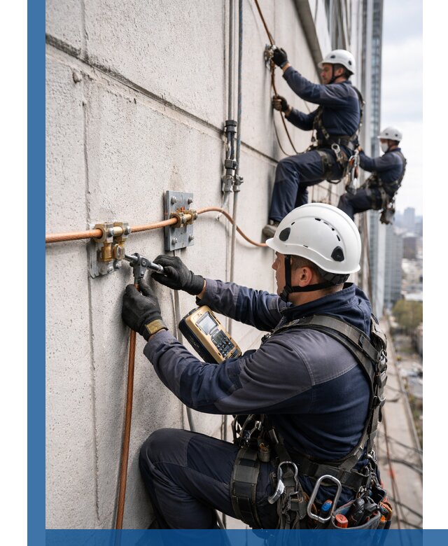 Монтаж системы заземления здания и молниезащиты в Учалах