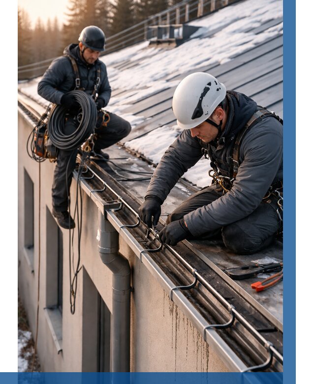 Монтаж греющего кабеля на кровле в Учалах от 458 р. | ВЫСОТНИК-Члы