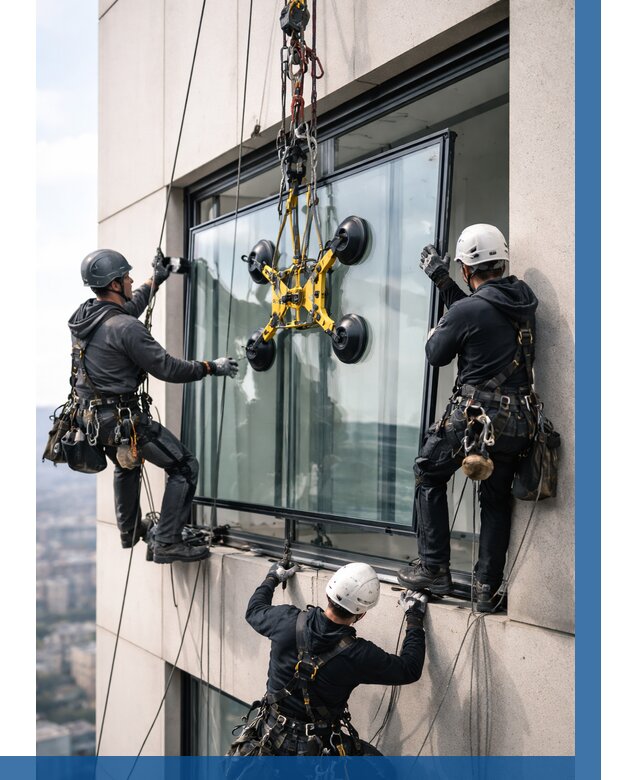 Монтаж стеклопакетов на высоте в Учалах от 3253 р. | ВЫСОТНИК-Члы