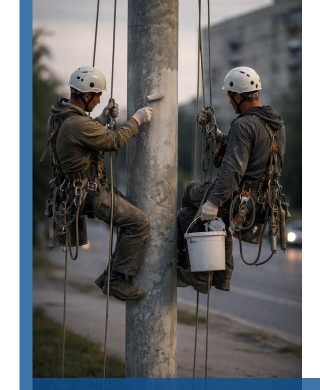 Покраска опор освещения и антикоррозийная защита в Учалах
