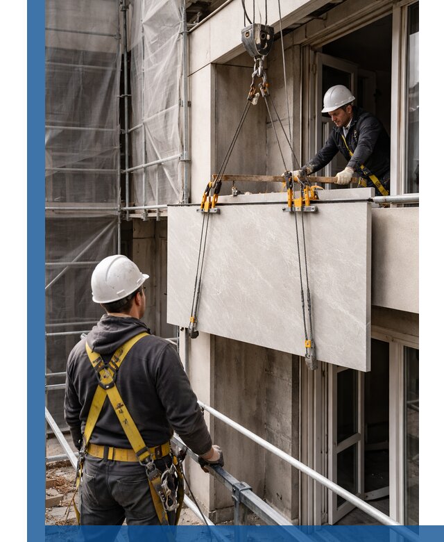 Подъем керамогранита на этаж в Учалах грузчиками и техникой