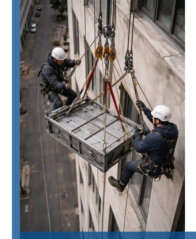 Спуск и подъем грузов по фасаду в Учалах для зданий