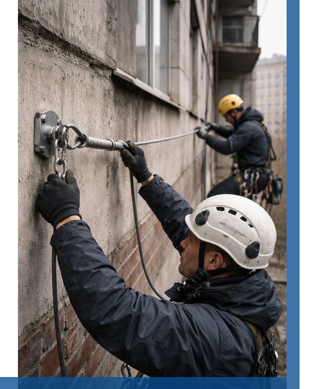 Монтаж анкерных линий в Учалах от 3050 р. | ВЫСОТНИК-Члы